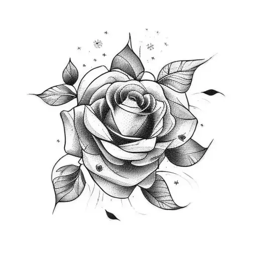 A tattoo design of a bouquet using stems combining the birth flowers of July, April, February, and July tattoo design idea