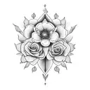 A tattoo design combining the birth flowers of July, April, February, and July tattoo design idea