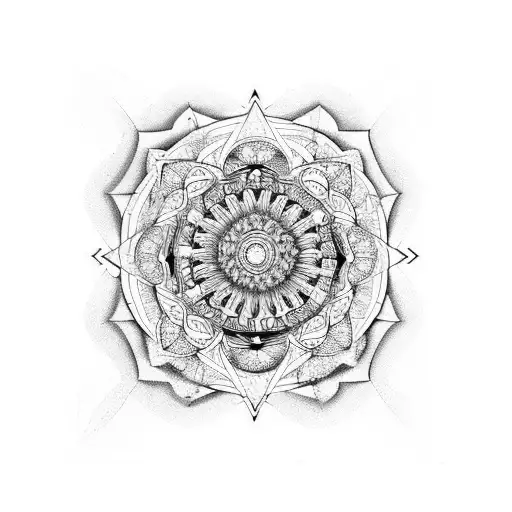 geometria sagrada flor de la vida  tattoo design idea