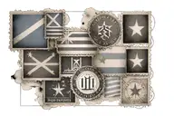 A passport stamp collage tattoo featuring the flags of Greece, France, Vietnam, Argentina, and Kenya tattoo design idea