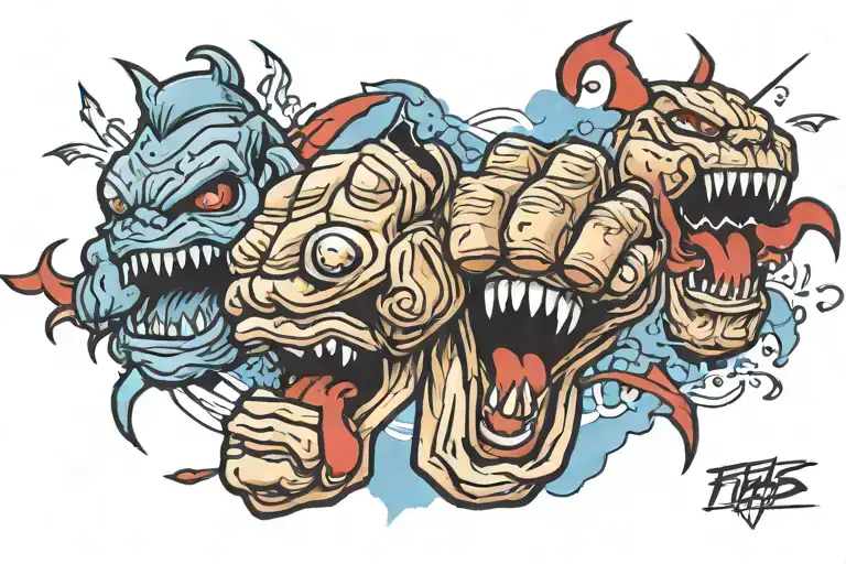 3 fists tattoo design idea