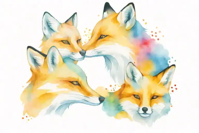 3 foxe faces tattoo design idea