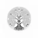 Circuit Board definition on Tree of Life with 7 chakras in center, 4th chakra is the spiral going out oun the sides. tattoo design idea