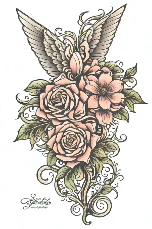 I want to dedicate this tattoo to my niece Lucia, a baby who passed away from cancer. I always remember her as an angel. tattoo design idea