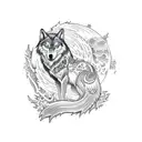 Jack of all trade wolf and bright moon tattoo design idea