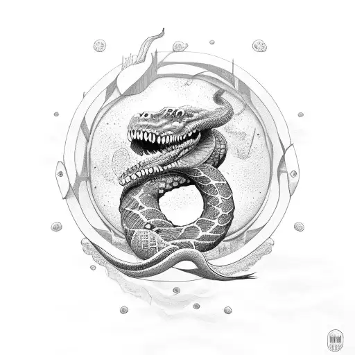 giant serpent raising head out of the sea tattoo design idea