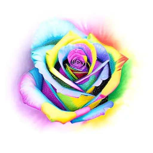 Rainbow rose Jack & Maggie tattoo design idea