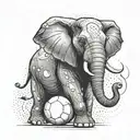 Create a tattoo featuring an elephant playing a sport like soccer or basketball tattoo design idea