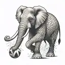 Create a tattoo featuring an elephant playing a sport like soccer or basketball tattoo design idea