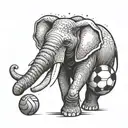 Create a tattoo featuring an elephant playing a sport like soccer or basketball tattoo design idea