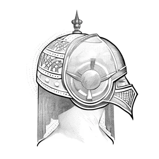 roman helmet tattoo design idea