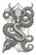 revenge power gods with snakes devils mhytlogical tattoo design idea