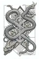 revenge power gods with snakes devils mhytlogical tattoo design idea