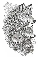 wolf mother with two cubs   tattoo design idea