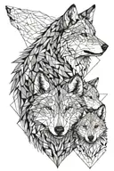 wolf mother with two cubs   tattoo design idea