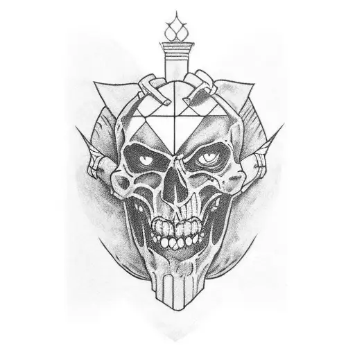 dracula full chest piece black and white tattoo design idea