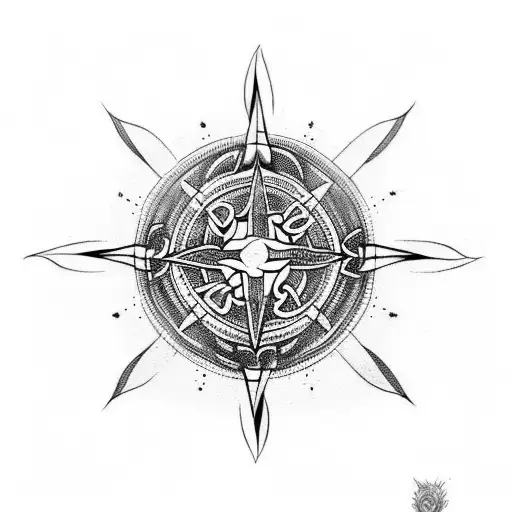 celtic, compass, wolf tattoo design idea