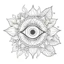 evil eye flower intertwined tattoo design idea