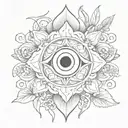 evil eye flower intertwined tattoo design idea