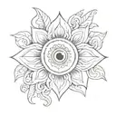evil eye flower intertwined tattoo design idea