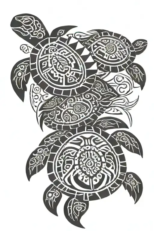 Mother and son turtle tattoo design idea