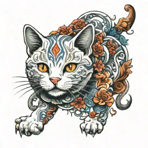 white cat peugeot 206  tattoo design idea