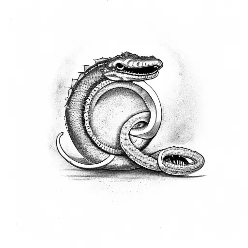  An ouroboros with a worm tattoo design idea
