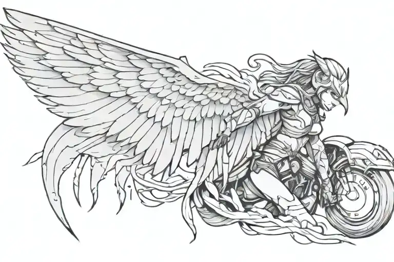 a damaged valkyrie with opened wing tattoo tattoo design idea