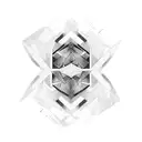 Design a tattoo featuring abstract thunderbolt shapes intertwined with black geometric patterns, representing the connection between nature and technology tattoo design idea