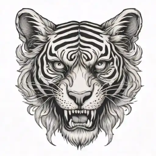 tiger skull tattoo design idea