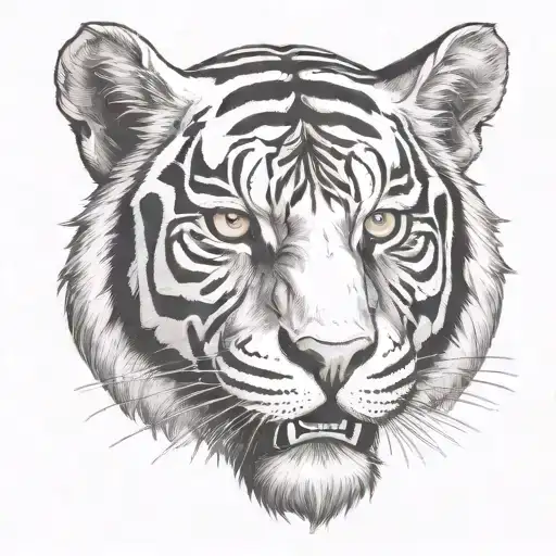 tiger skull tattoo design idea