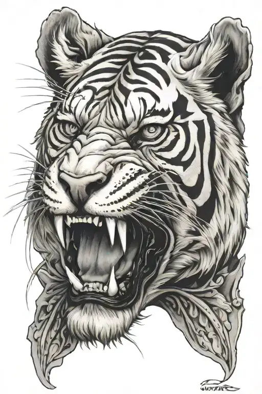tiger skull tattoo design idea