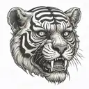tiger skull tattoo design idea