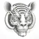 skull with japanese style tattoo design idea