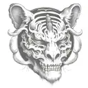 skull with japanese style tattoo design idea