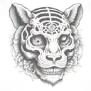 skull with japanese style tattoo design idea