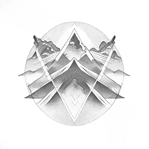 vulcano errupting 3 hearts in a triangle tattoo design idea