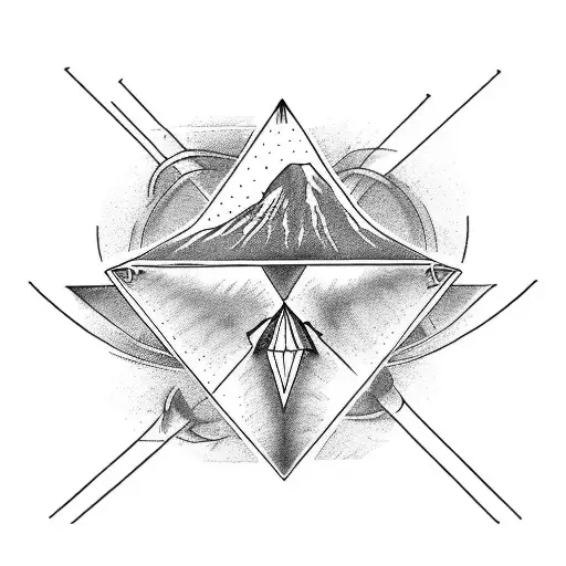 vulcano with 3 hearts in a triangle tattoo design idea