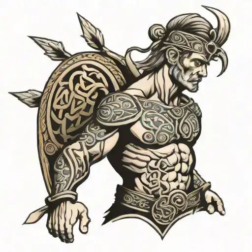 celtic warrior sleeve tattoo tattoo design idea