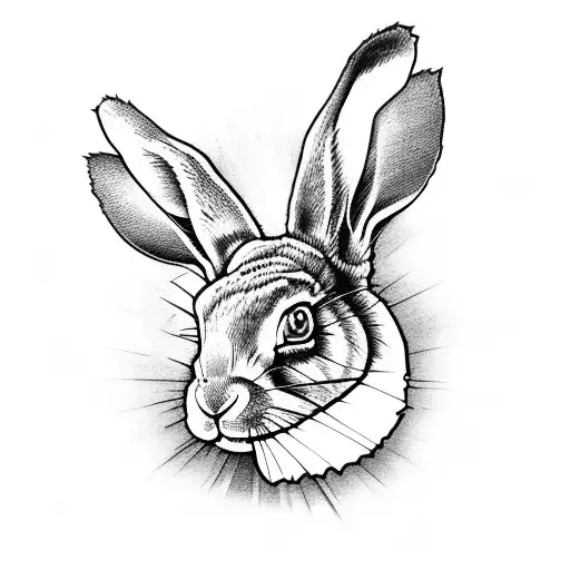 hare on a roof with tools tattoo design idea