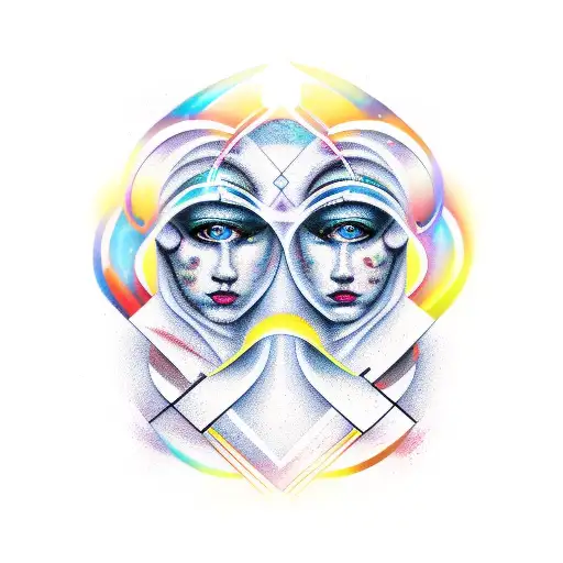 Gemini faces tattoo design idea