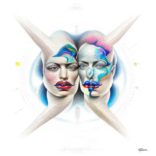 Gemini faces tattoo design idea
