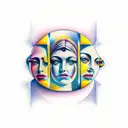 Gemini faces tattoo design idea