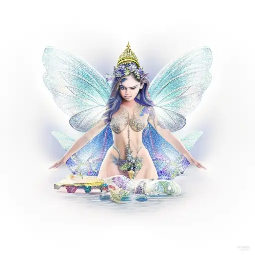fairy with shiny gems  tattoo design idea