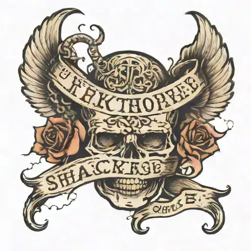 dark atmosphere, inscription on the back life is hard as shackles on the neck, coffins tattoo design idea