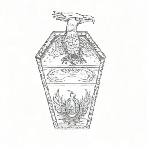 a coffin with an eagle on it tattoo design idea