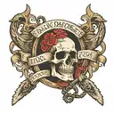 dark atmosphere, inscription on the back life is hard as shackles on the neck, coffins tattoo design idea