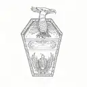 a coffin with an eagle on it tattoo design idea