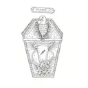 a coffin with an eagle on it tattoo design idea