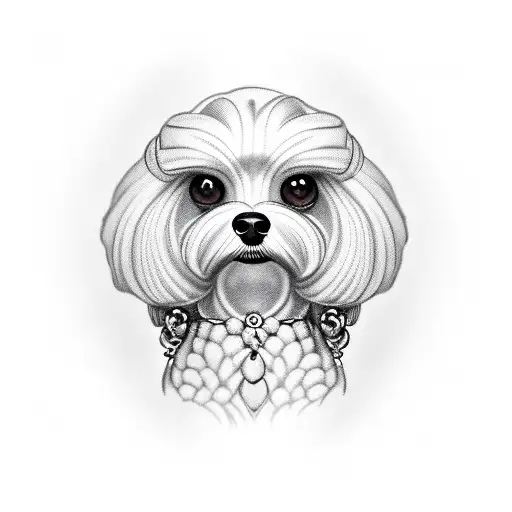 fierce looking maltese poodle tattoo design idea